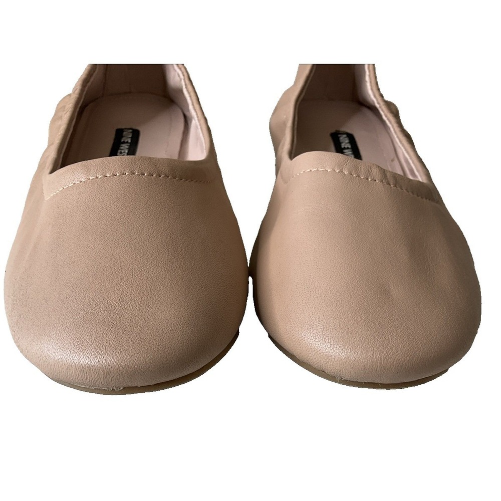 Nine West Leather Slip On Greige Ballerina Preppy Round Toe Flats Cottagecore 7M - Picture 4 of 9